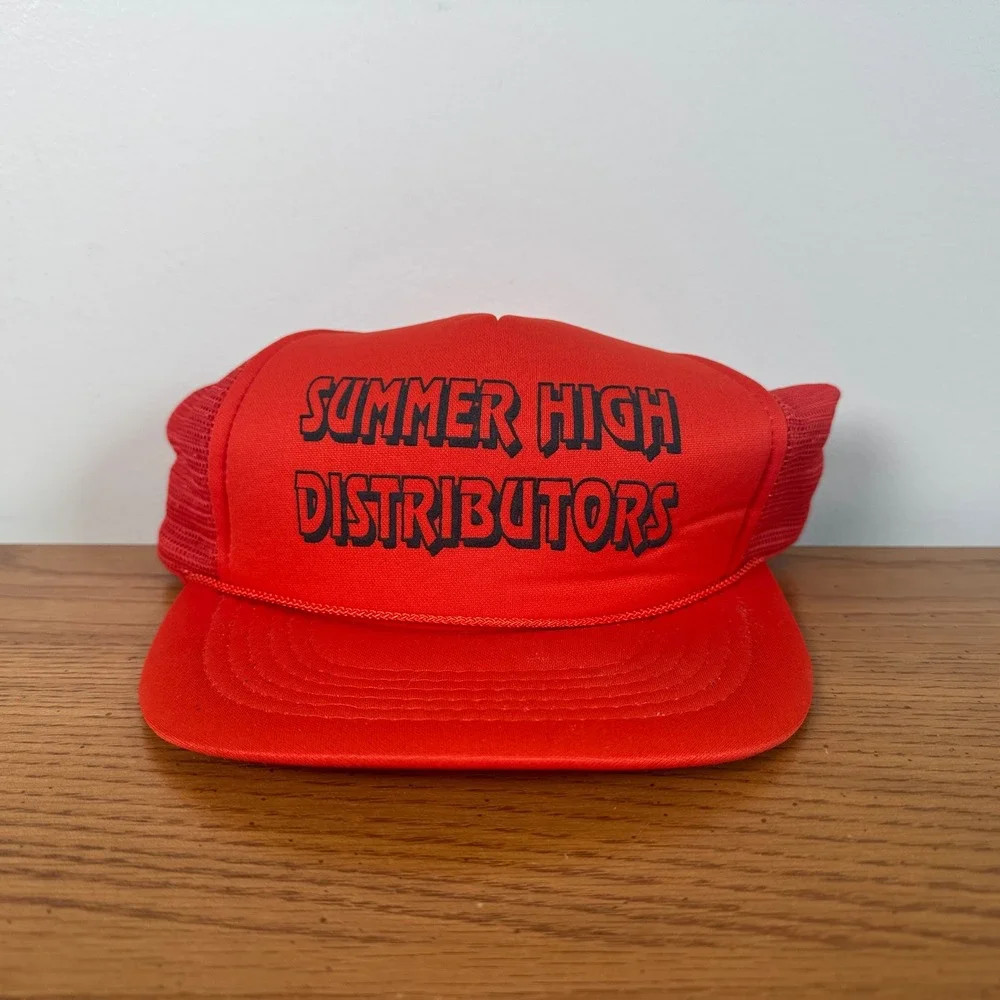 Fun Kap Summer High Distributors Red Mesh‎ Back Snapback Trucker Hat YOUTH M/L